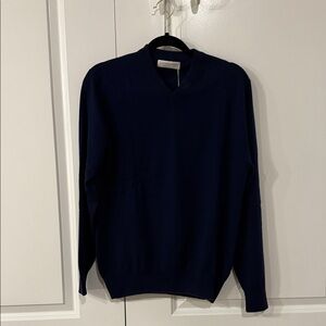 NWT Lochcarron V-Neck Sweater in Deep Blue size 38